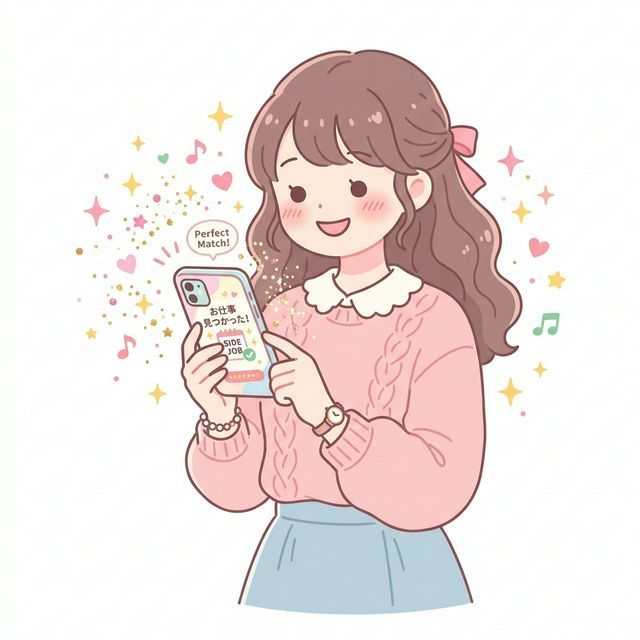 スマホで副業する女性