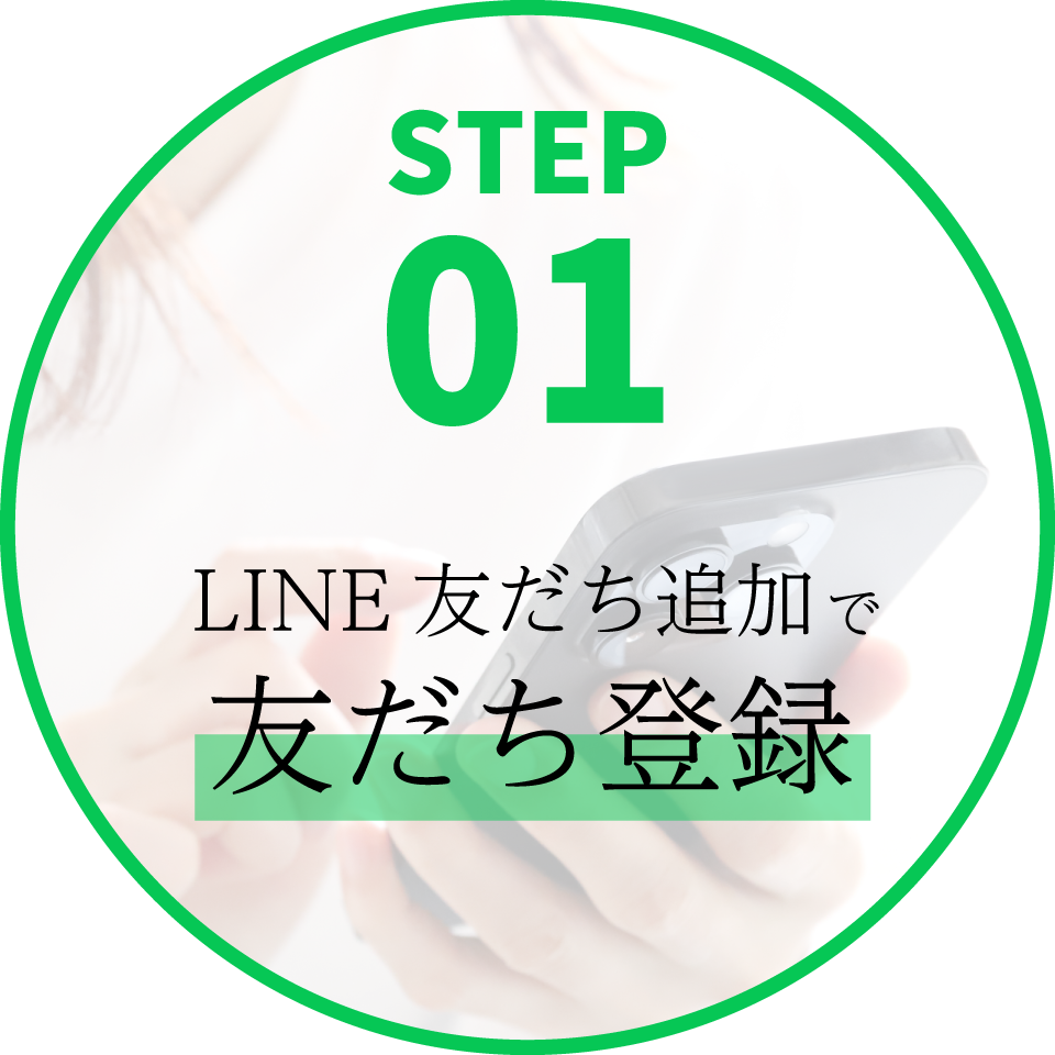 ①LINE友だち追加で友だち登録。